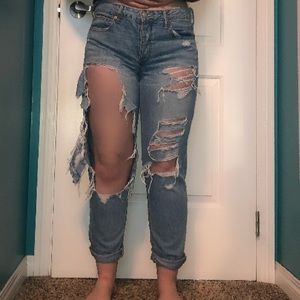 Super distressed mom jeans